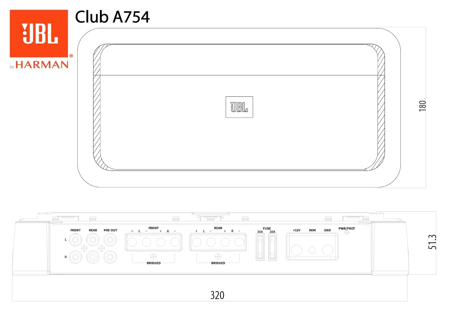 JBL Club A754 4-Canal Amplificateur (4X 75W)