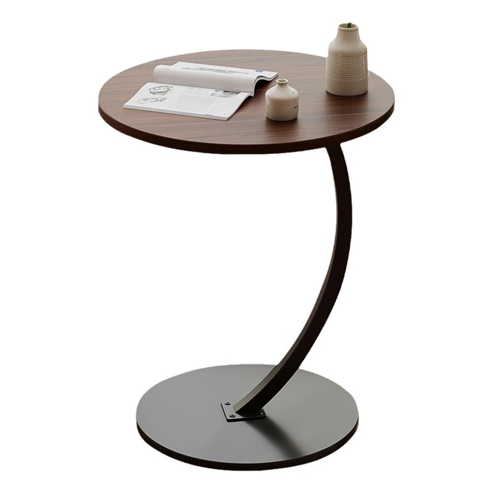 Beauenty Sofa Side Table,Bedside End Table,C Shaped End Table,Easy to Assemble Metal Frame Nightstand, Portable Multi-Functional Overbed Table (Style 2)