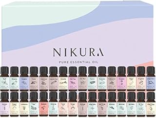 Nikura Collection of Pure Essential Oils - 32 x 10ml | Including Cinnamon, Peppermint, Lavender, Rosemary, Tea Tree | for Aromatherapy, Gifts, Diffusers, Candle Making, Soap Making | Vegan & UK Made