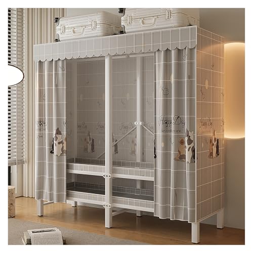 Armarios De Tela Para Ropa, Armario Ropero Portátil Con Barras De Colgar Para Colgar Ropa, Perchero Organizador De Ropa Ropero Plegable, Para Dormitorios(216x170x50cm)