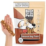 Best For My Pets Braided Bully Sticks for Dogs (6 Inch, 20 Pack) - Premium Long Lasting Dog Chew Treats to Keep Puppies and Dogs Happily Busy - Dog Dental Chews - Fully Digestible Rawhide-Free Treats