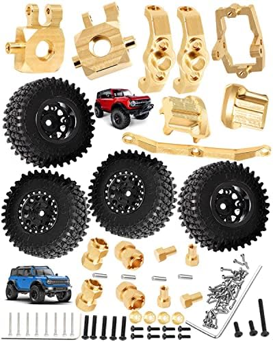 hopsupRC Upgrades Part for 1/18 TRX4M,RC Wheels Tires,10mm Hex hub Extended Wheel Hex,Caster Blocks C-Hubs,Axle Diff Cover,Steering Blocks Knuckle,Steering Servo Mount,Steering Link,Black