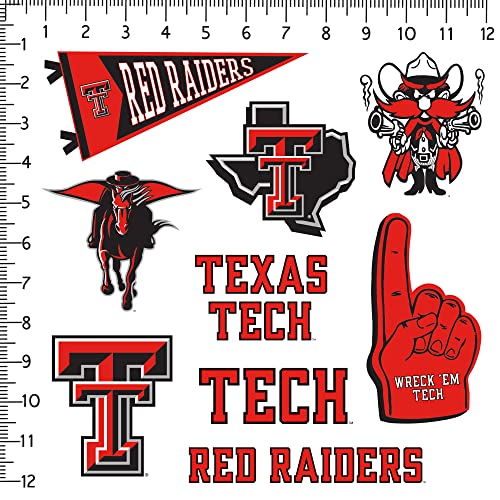 Image of Texas Tech University 9ct Vinyl Sticker Pack - Large Waterproof Red Raiders, Double T, Raider Red & Pennant Decals for Laptops, Water Bottles, Tablets, Scrapbooks, Vehicles & More