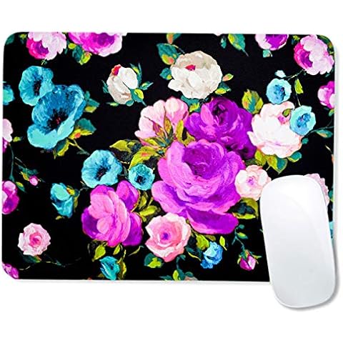 RUYIDAY Computer Mouse Pad with Non-Slip Rubber Base, Premium-Textured & Waterproof Mousepad, Mouse Pads for Computers, Laptop, Gaming, Office & Home, 9.5 x 7.9 inches (Colorful Flowers) Cover