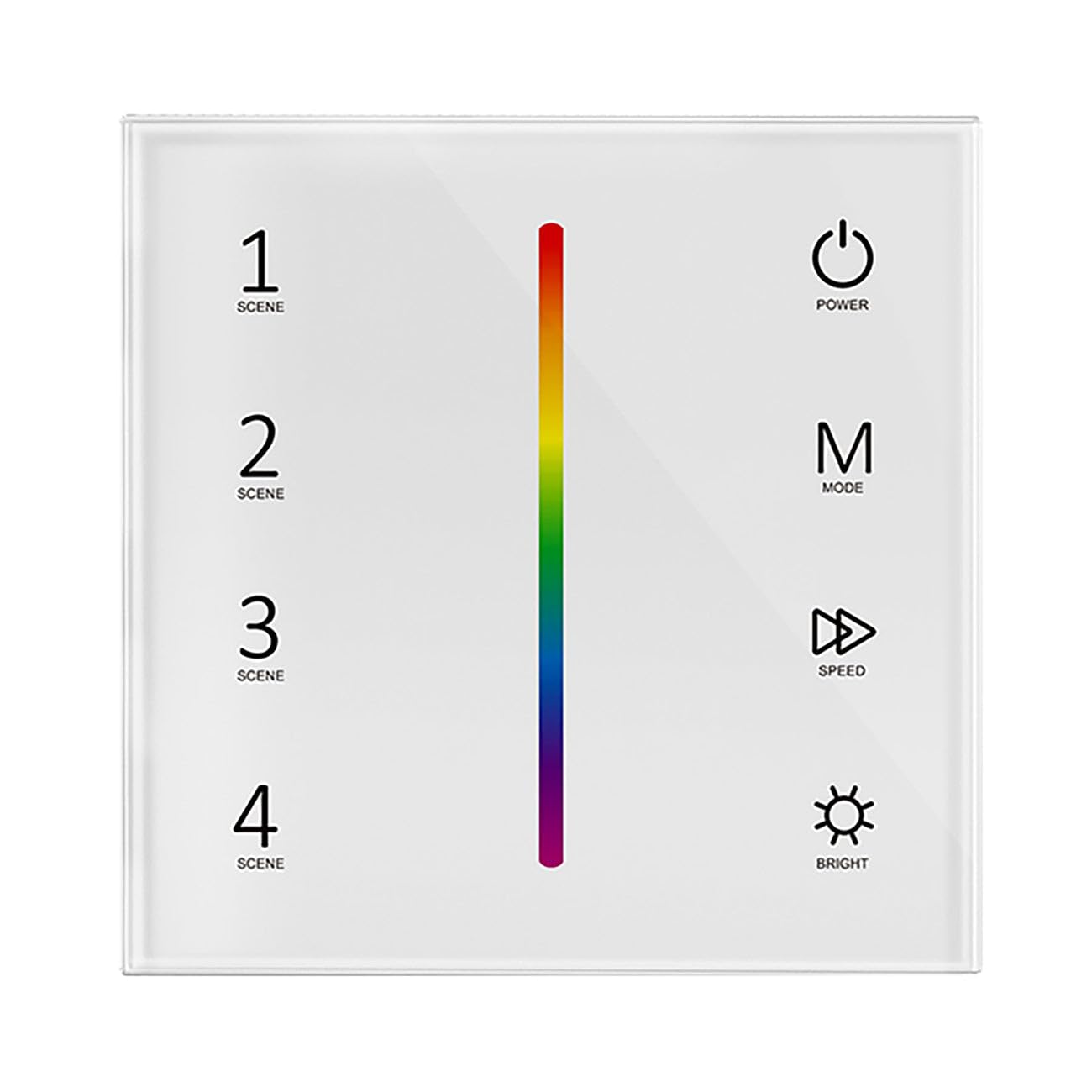 White 4CH*3A DC 12V-24V 2.4GHz RF Wall Mounted Touch Glass Panel Controller for RGB LED Strip Lights