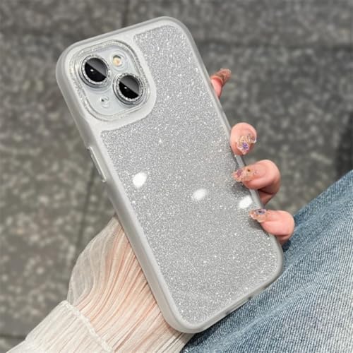 Coque arrière de protection brillante iPhone 16 Pro argent transparente paillettes deux-en-un
