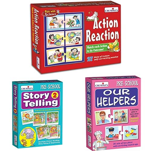 Creative Educational Aids P. Ltd. - CRE0989 Action and Reaction Puzzle (Multi-Color, 54 Pieces) & Story Telling 2 Card Game (Multi-Color, 12 Pieces) & Our Helpers Puzzle (Multi-Color, 48 Pieces) (B08GL3VGVB) Amazon Price History, Amazon Price Tracker