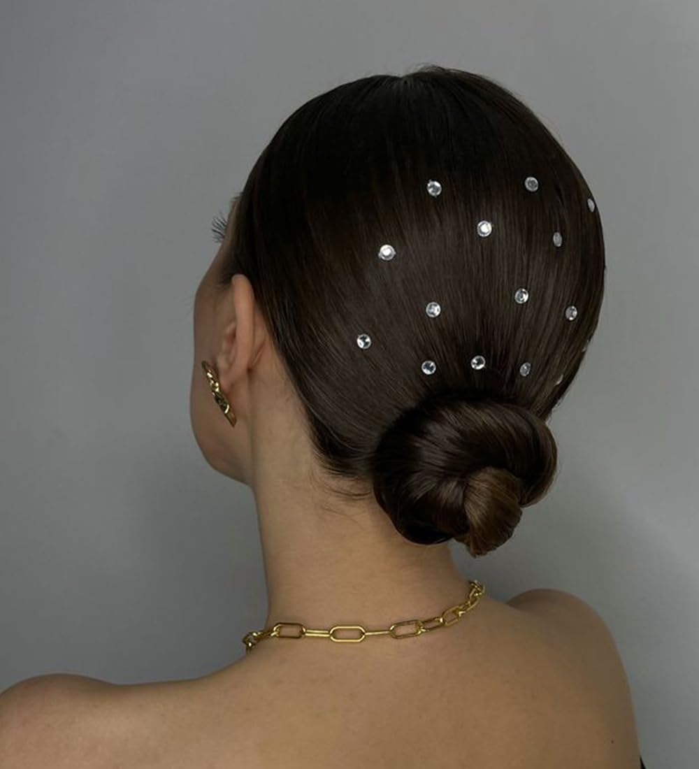 H-Style Store Leaf Shape Mirror Hair Accessories for Weddings and Parties, Hairstyle Design Tools for Women and Girls (silver stone)