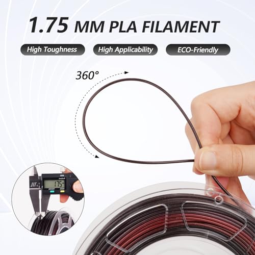 Image of AMOLEN PLA 3D Printer Filament,PLA Filament 1.75mm,Silk Shiny Filament Bundle, Black Red, Blue,Purple,Green, 3D Printing Filament Bundle, 200gX 4 Spools