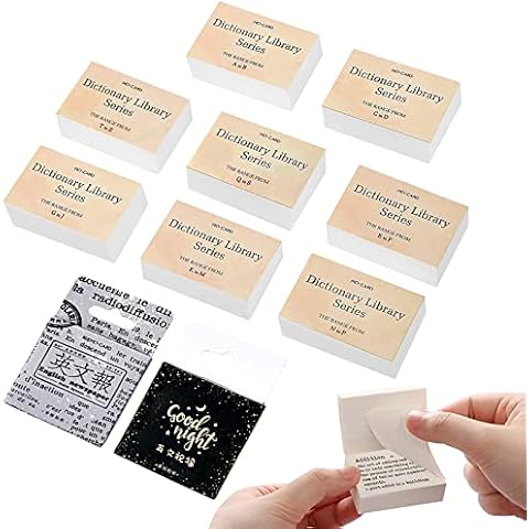 800pcs Vintage Tiny Dictionary Decorative Craft Papers, ToyaJeco 91pcs English Blessing Quotes Adhesive Sticker, Mini Portable Dictionary Scrapbook Paper Sticker for Scrapbooking Bullet Journals Cover