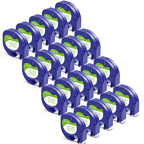 20 Pack Compatible Tape Replacement For Dymo Label Maker Refills Dymo Letratag 91330 10697 Refills, Lt Paper Self-Adhesive Labeling Tape For Letra Tag Lt-100T Lt-100H Lt200B Plus Qx50, Black On White #TOP20