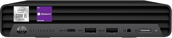 HP EliteDesk 800 G6 Mini PC Desktop Win11 Pro, Micro Ordinateur Intel Core i5-10500T, 16 GB di RAM, SSD da 256 GB, Supporto 4K, Displayport, RJ-45, Senza tastiera (rinnovato) - 1