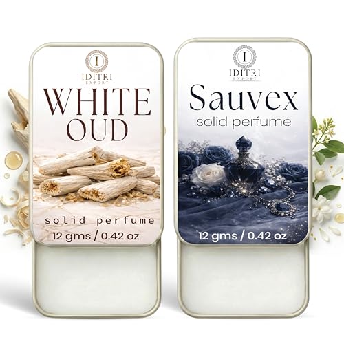 Image of IDITRI EXPORT Solid Perfume |White Oud&Sauvex Alcohol Free Wax Perfume Balm, Long Lasting | Pocket Tin 12g, Pack Of 2| Non Greasy Smooth Glide, Travel Friendly Men And Women