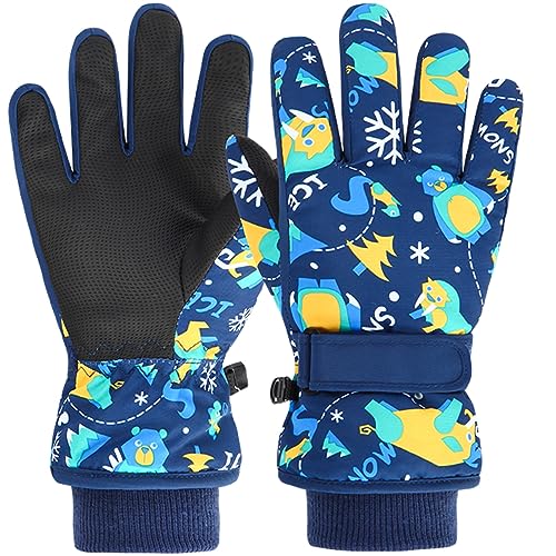 Azarxis - Azarxis Kids Winter Gloves Children Waterproof Ski Snow Mittens Warm Cold Weather Gloves for 3-12 Years Old Boys Girls Outdoor Snowboard Bicycle (Navy Blue, 4-6 Years Old) - -5%