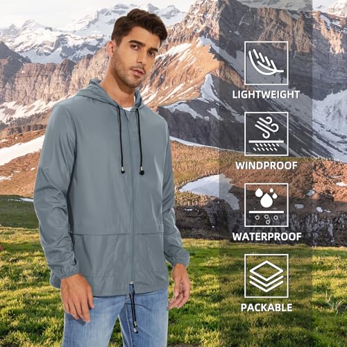Image of American Trends Raincoat for Men Waterproof with Hood Mens Rain Jacket Windbreaker Jackets Rain Coat