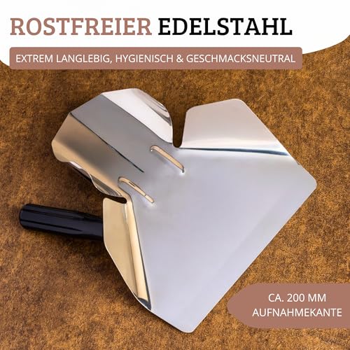 Westmark Pommes-Frites-/Popcorn-Schaufel, Rechtshänder, 1 Griff, Schaufelmaß: ca. 20 x 12 cm, Länge: 23 cm, Rostfreier Edelstahl/Kunststoff, Silber/Schwarz, 91282270