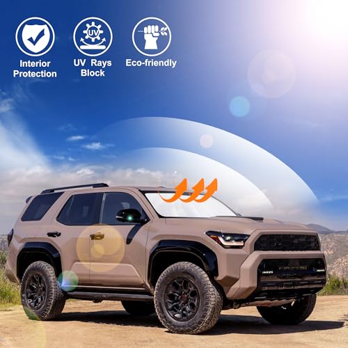 Image of Windshield Sun Shade Custom Fit for 2025 2026 Toyota 4Runner Accessories Foldable Sunshade Sun Blocker Protect Car from Sun Rays & Heat Damage Keep Car Cooler
