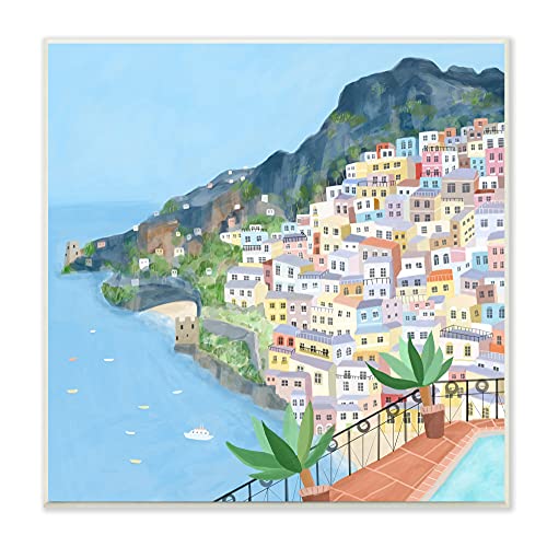 Image of 'Positano Cliffside Coastal City Architecture'| Wall Plaque Art | Stupell Industries | 12 x 12 Inches, Easy to Hang and Sturdy, Made in USA, by Carla Daly