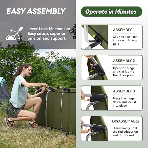 MARCHWAY Lever-Lock Aluminum Camping Cot