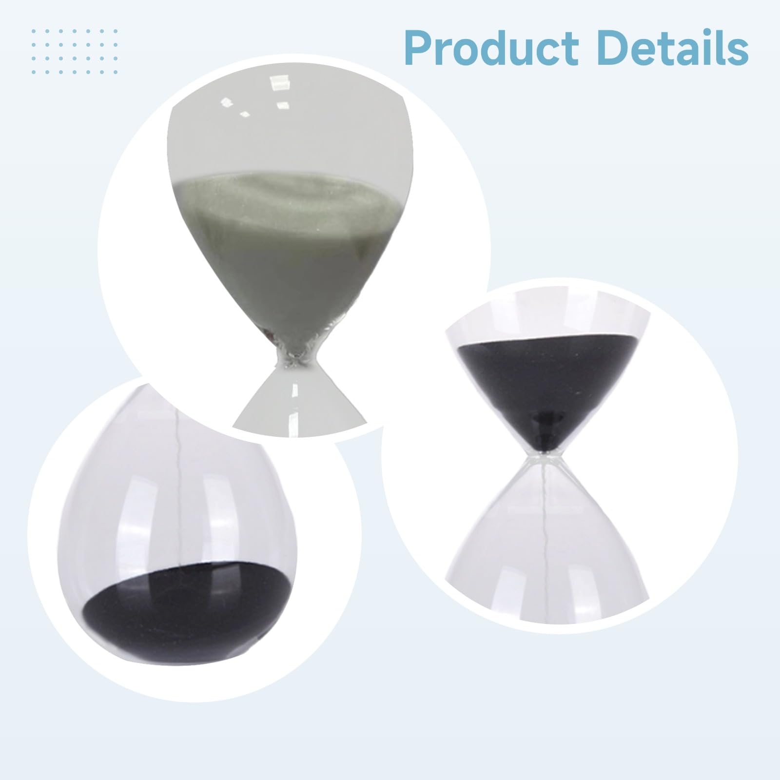 2 STK. Sanduhr-Timer für Zuhause und Büro, Set mit 5 Minuten und 30 Minuten, Glas-Sanduhr mit schwarzem und weißem Sand, dekorativ für Schreibtischzubehör und Geschenkideen