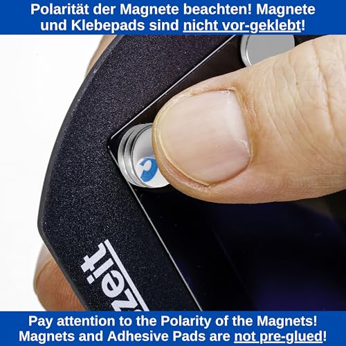 Ersatz Magnet Klebepads Set, 12 Pack, kompatibel mit Needit Park Lite, Lite One elektronische Parkscheibe, uvm., Magnetplättchen und Spezialkleber für Windschutzscheibe, Klebesticker Streifen Parkuhr
