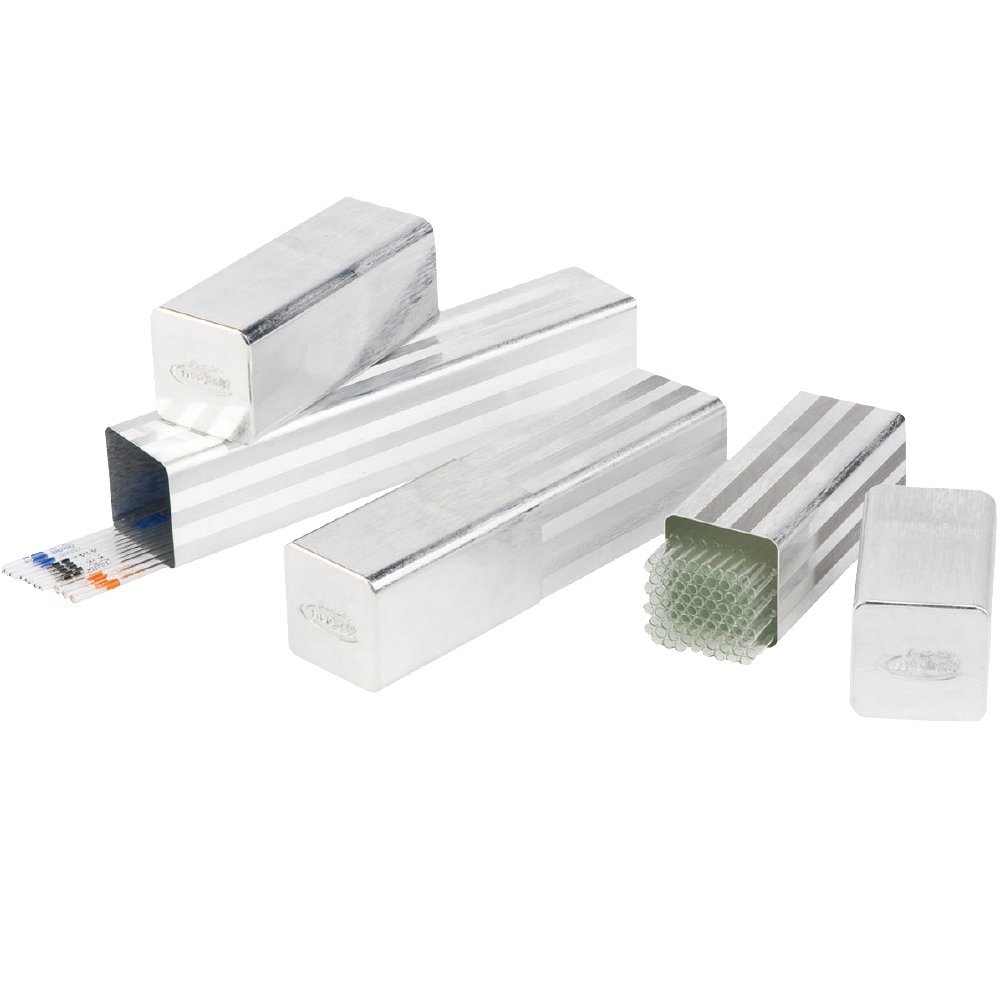 neoLabLine Aluminium-Pipettenbüchse mit Überstülpdeckel, 65 mm Höhe, 65 mm Breite, 260/340 mm Länge