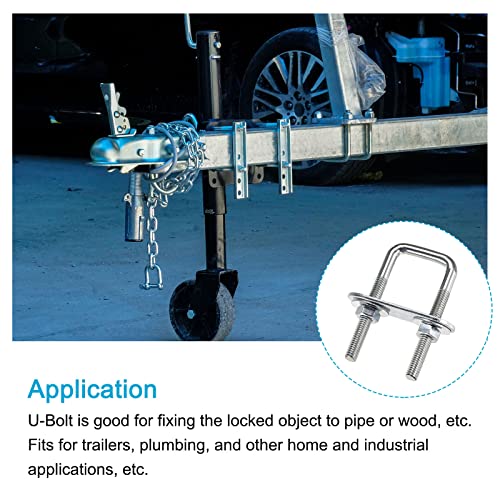 Image of METALLIXITY U Bolts 2 Sets (M6x20x50mm), Square U Bolt Carbon Steel with Accessories - for Construction, Pipe
