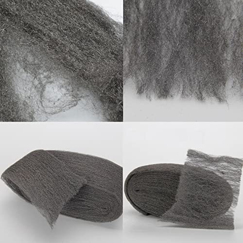 Saijer Staaldraadwol,4 stuks staalwol Grade 0000 staalwol muizen reinigingsdraad wollen pads ultra fijn staal wol gereedschap knaagdier controle hardware doek voor keuken hout glas metaal reiniging polijsten - Afbeelding 5