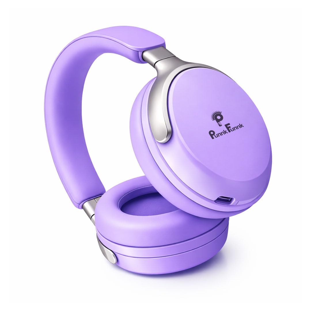 PunnkFunnk Bass Over-Ear Bluetooth Wireless Headphones with Deep Bass, 40mm Drivers, Built-in Mic, Foldable Design, Soft Cushioned Ear Cups, AUX & TF Support for Music, Gaming & Calls (Purple)-picture-27