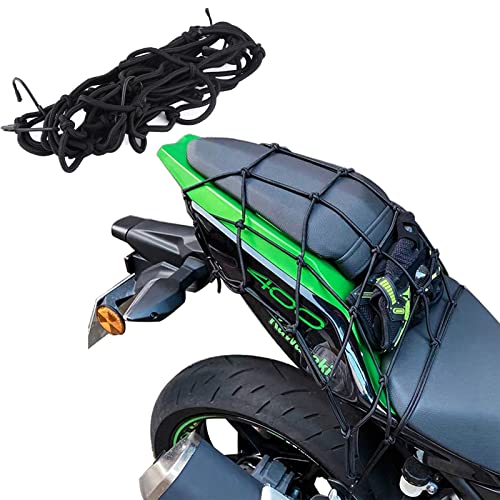 2 Pièces Filet Moto Bagage 40 X 40cm 1 Pièce Sangle Bagage Elastique 60cm Avec Crochet Pour Fixer Casque Bagage Sac - Noir - 9