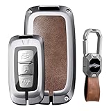 KUNIO Coque de clé de voiture compatible avec Hyundai KIA K2 K3 Borrego Soul Sorento 3 4 boutons métallique porte-clés boîtier A marron