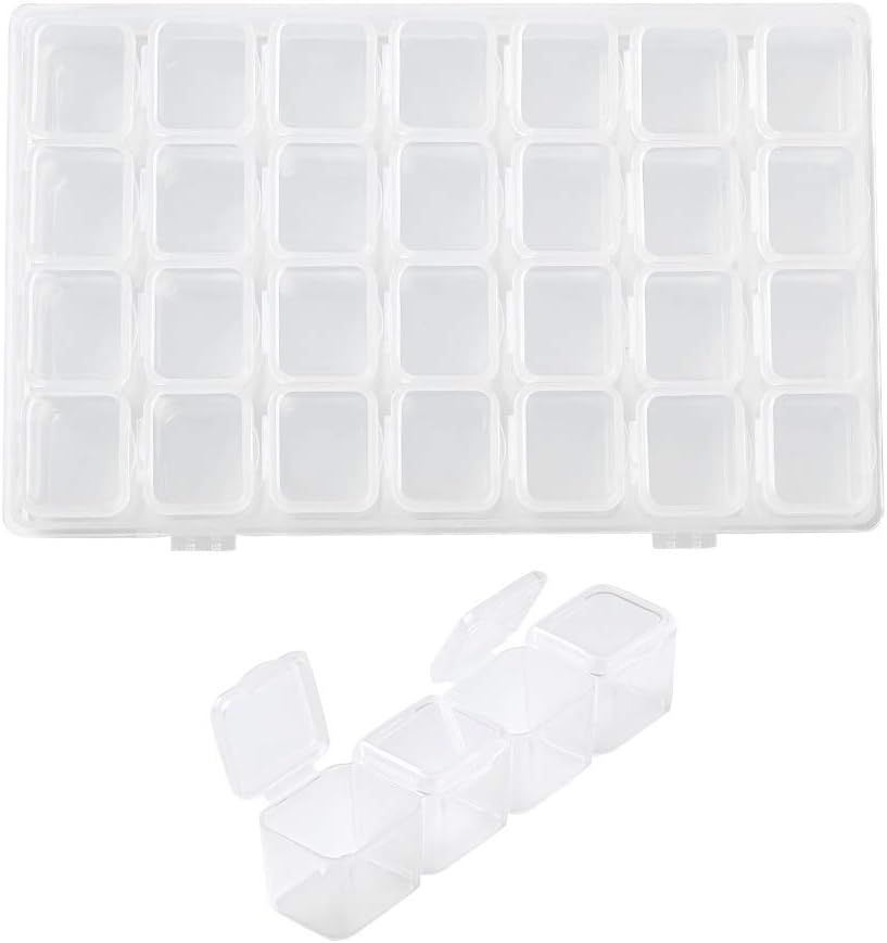 Pandahall 1Set/28 Grids Clear Jewelry Dividers Box Adjustable Diamond Painting Storages Containers for Nail Art Beading Jewelry Making DIY Crafts Display