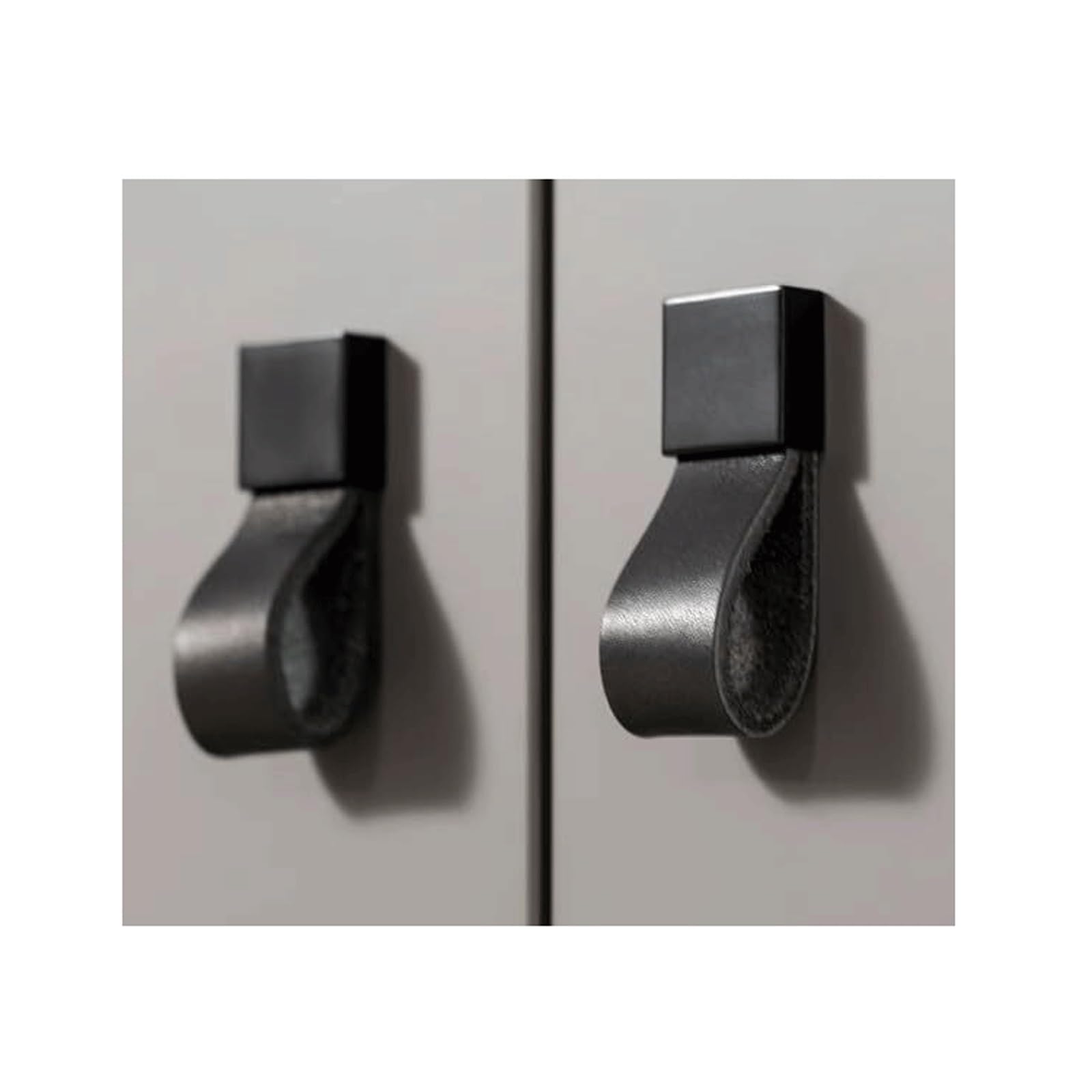 LCANALLYMS Kitchen Cabinet Handles, Leather Drawer Pull, Europe Style Zinc Dresser Door Knob Cabinet Handle Kitchen Closet Wardrobe Furniture(Black,Knob)
