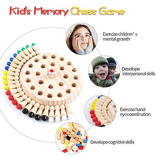 Wooden Memory Match Stick Chess Game, Color Memory Chess, Funny Block Board Game, Parent-Child Interaction Toy, Educational Intelligent Games Logic Braintease Toys For Boys And Girls Age 3 And Up #TOP2