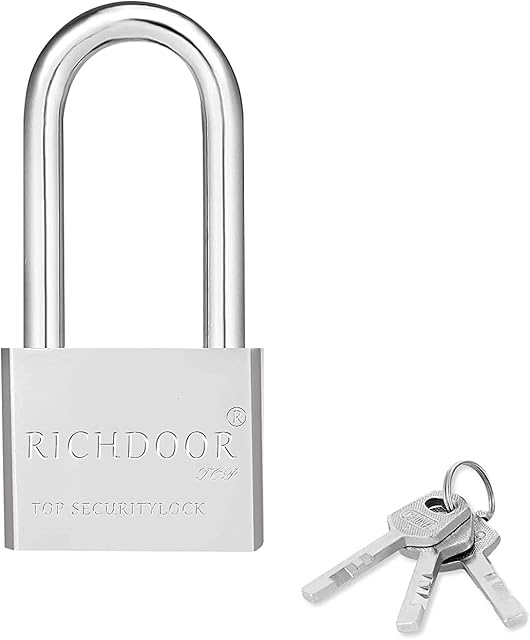 Long Shackle Padlocks with Keys Outdoor Shed Weatherproof Outdoor Padlock Stainless Steel Keyed Padlocks Heavy Duty Keyed Alike Padlocks for Gym School Lockers Garage Door
