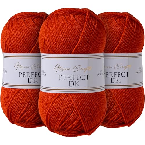 Utopia Crafts DK Double Knitting Yarn 3x 100g (Red Orange)