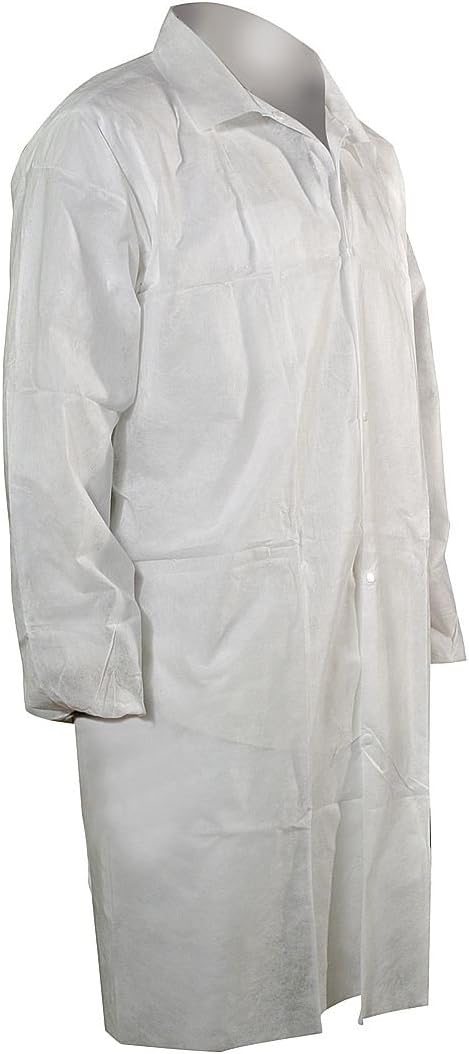 / Melco - 3302EWSL - Disp Lab Coat, Polypropylene, White, L, PK25