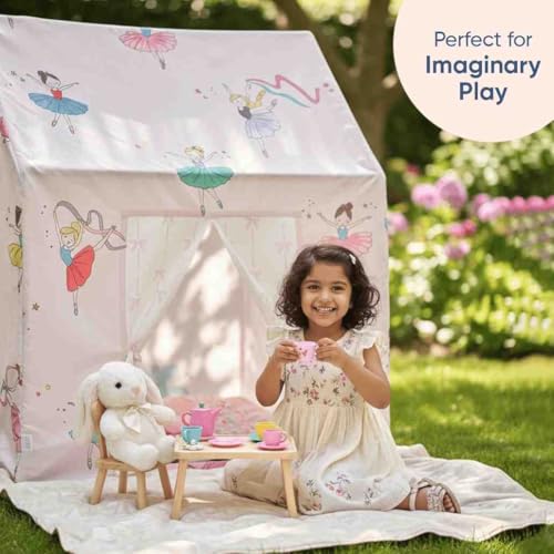 Image of Curious Cub Kids Tent House|Baby Tent House for Kids 2-5 Years|Princess Print Play House for Children with Curtain & Easy Setup|Ideal for Screen Free Play Time,Pretend Play,Reading|Gift for Children