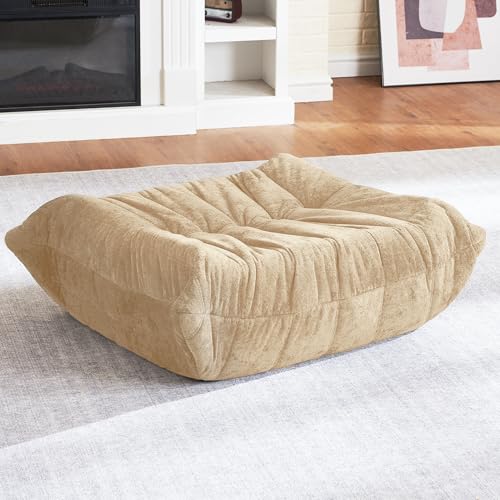 Image of HABUTWAY Bean Bag Ottoman,Memory Foam Foot Rest,Ottoman,Khaki | Fireside Chair Ottoman,Memory Foam Lazy Bean Bag Sofa for Living Room,Bedroom,Dorm,Office