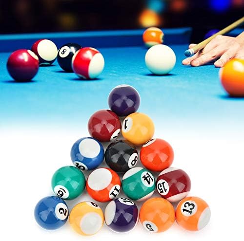 Mini Pool Ball Set,16pcs/Set 0.98Inch Resin Mini Billiard Ball Children Toy Small Pool Cue Balls Full Set Mini Pool Table Accessories