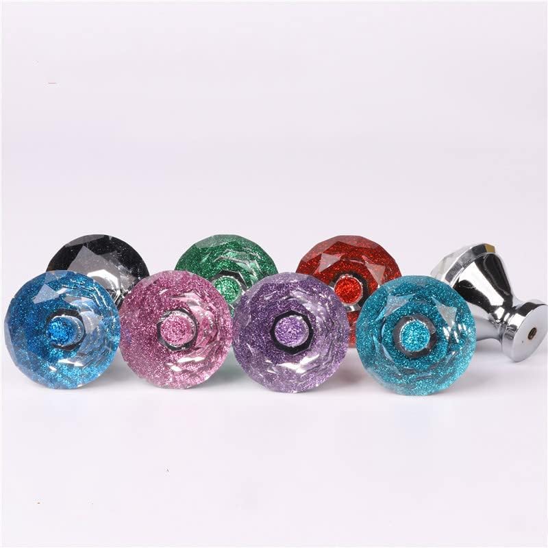 Southst 50pcs Crystal Handle Creative Crystal Diamond Drawer Handle Single Hole Zinc Alloy Diamond Handle Furniture Hardware - (Color: Grass Green/Size: 30mm)
