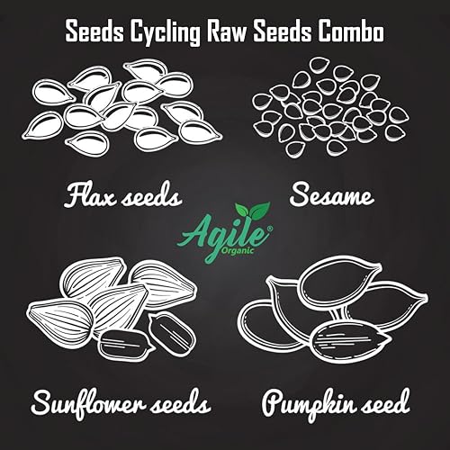 Agile Organic - Seeds Cycling Seeds Combo - Raw Seeds Combo (Sunflower, Flax, Pumpkin, White Sesame 100g Each) - To Enhance Hormonal Balance and Improve Menstrual Health for Women. 6 51hWXSSzdhL