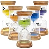 Sanduhr Set Kinder 5-TLG mit 5 Macaron Farben, 3/5/10/15/30 Minuten Küchen Timer, Bunte Sanduhren für Home Office Deko, kreatives Geschenk für Kinder