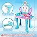 Toddler Frozen Vanity Table and Chair, Girls Magic Makeup Set with Mirror and Lights & Music, Kids Pretend Play Toys for 2 3 4 5 Year Old Girl Princess Dress Playset Birthday Easter Gifts Ages 2-4 3-5