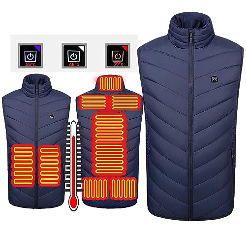 Image of New Unisex Heated Vest with 3 Heating Levels, 9 Heating Zones, Washable Stand Collar Lightweight Zip Heated Vest