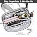 2 Way Zipper Mini Belt Bag for Women, RFID Small Fanny Pack, Womens Fashion Waist Packs Purse with Extender Strap, Nylon Men Crossbody Bum Bags with Key Hook for Traveling Running, Grey