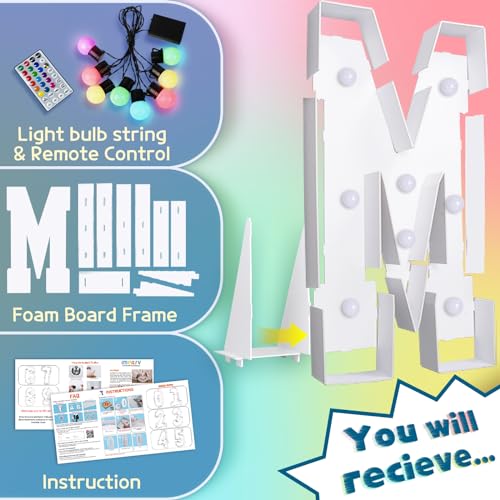 Image of Imprsv Colorful 3FT Marquee Letters M, 18 Colors Large Light up Letters