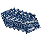 ZzWwR Navy Blue Shoal of Fish Ornamental Cloth Napkins, Set of 6 20 x 20 Inch Soft & Comfortable Polyester Dinner Napkin for Family, Restaurant, Weddings, Parties