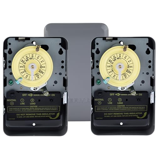 Image of Intermatic T101 24-Hour Mechanical Timer Switch - 120V SPST, Indoor Metal Enclosure, Heavy Duty, Manual Override, 40 Amp - Ideal for Lights, Pumps, Fans, and HVAC Systems (Pack of 3)