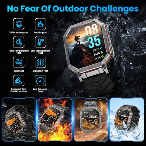Image of GPS Military Smart Watch for Men，GPT Voice Assistant，Smartwatch with LED Flashlight，2.01 inch HD Display Bluetooth Call，Fitness Tracke with Multiple Sports Modes，Compatible with Android & iOS